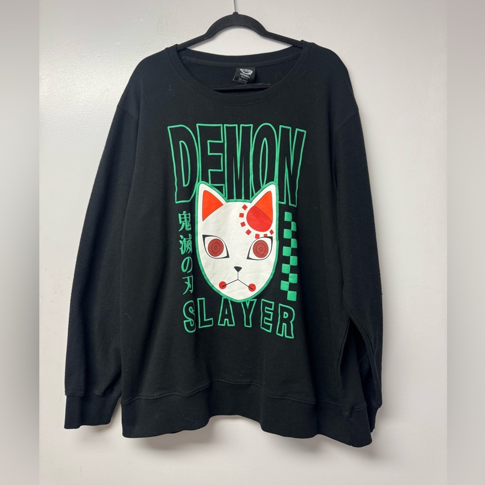 Demon Slayer Kimetsu No Yaiba Warding Mask Sweatshirt Black 2XL Unisex Anime Z